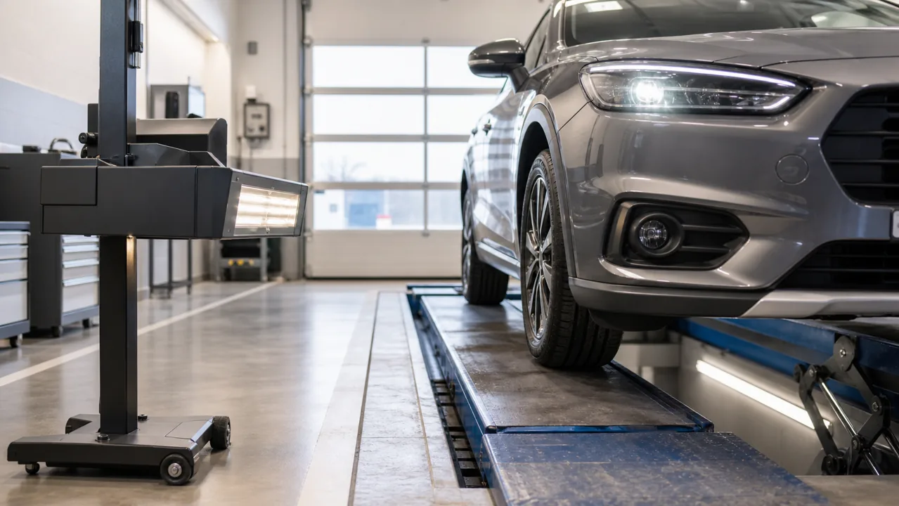 Sicherheitskontrolle an Rädern und Fahrzeugtechnik